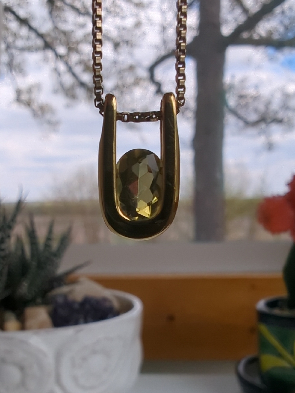 Peridot UTC Italy 925 Gold Filled Pendant/Necklace 18"